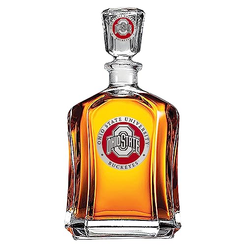 Heritage Pewter Ohio State Capitol Decanter | 24 OZ Whiskey Decanter for Liquor with Airtight Stopper | Expertly Crafted Pewter Glass Clear