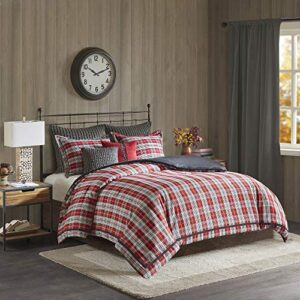 woolrich rustic lodge cabin comforter set- down alternative warm bedding and matching shams king williamsport, red plaid, 4 piece