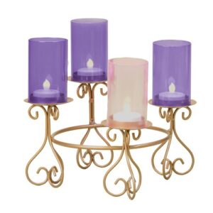 roman 8.25 inch tall advent glass flutes holders – candles not included