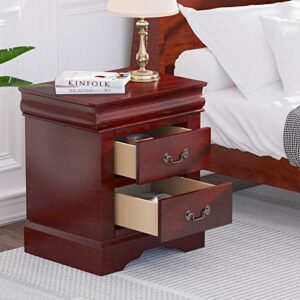 Acme Louis Philippe III Nightstand, Cherry Finish