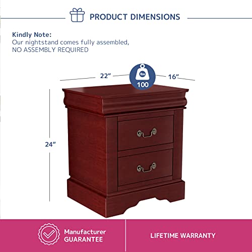 Acme Louis Philippe III Nightstand, Cherry Finish