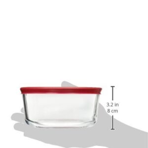 Anchor Hocking Classic Glass Food Storage Container with Lid, Red, 4 Cup