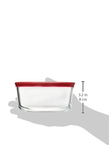 Anchor Hocking Classic Glass Food Storage Container with Lid, Red, 4 Cup