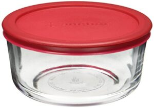 anchor hocking classic glass food storage container with lid, red, 4 cup