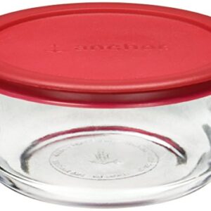 Anchor Hocking Classic Glass Food Storage Container with Lid, Red, 4 Cup