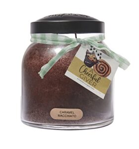 a cheerful giver — caramel macchiato - 34oz papa scented candle jar with lid - keepers of the light - 155 hours of burn time, gift for women, brown