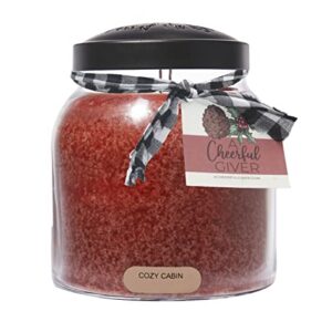 A Cheerful Giver — Cozy Cabin - 34oz Papa Scented Candle Jar with Lid - Keepers of the Light - 155 Hours of Burn Time, Gift for Women, Red