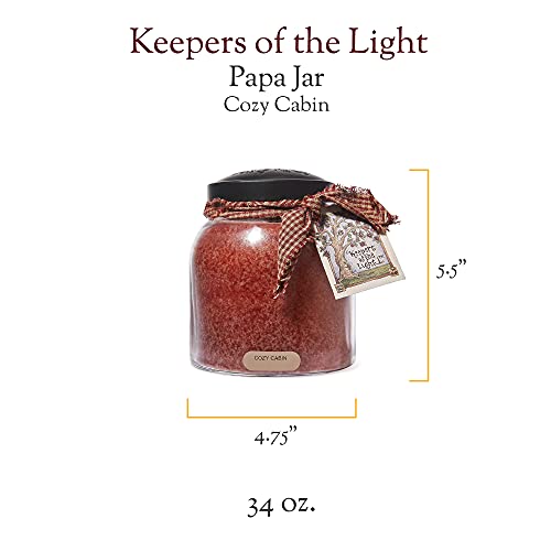 A Cheerful Giver — Cozy Cabin - 34oz Papa Scented Candle Jar with Lid - Keepers of the Light - 155 Hours of Burn Time, Gift for Women, Red