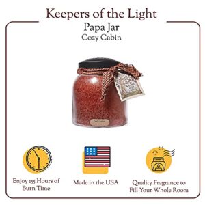 A Cheerful Giver — Cozy Cabin - 34oz Papa Scented Candle Jar with Lid - Keepers of the Light - 155 Hours of Burn Time, Gift for Women, Red