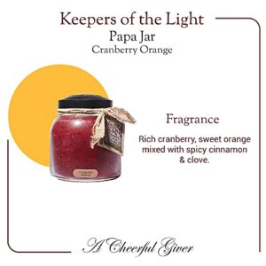 A Cheerful Giver - Cranberry Orange - 34oz Papa Scented Candle Jar with Lid - Keepers of the Light - 155 Hours of Burn Time, Gift for Women, Red