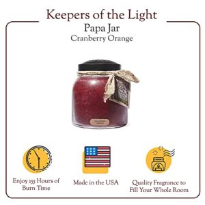 A Cheerful Giver - Cranberry Orange - 34oz Papa Scented Candle Jar with Lid - Keepers of the Light - 155 Hours of Burn Time, Gift for Women, Red