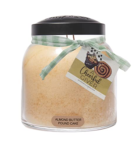 A Cheerful Giver - Almond Butter Pound Cake - 34oz Papa Scented Candle Jar with Lid - Keepers of the Light - 155 Hours of Burn Time, Gift for Women, Brown