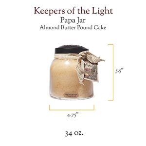 A Cheerful Giver - Almond Butter Pound Cake - 34oz Papa Scented Candle Jar with Lid - Keepers of the Light - 155 Hours of Burn Time, Gift for Women, Brown