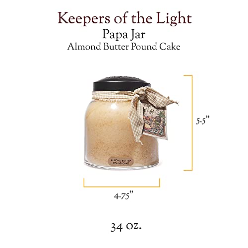 A Cheerful Giver - Almond Butter Pound Cake - 34oz Papa Scented Candle Jar with Lid - Keepers of the Light - 155 Hours of Burn Time, Gift for Women, Brown