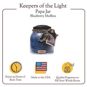 A Cheerful Giver — Blueberry Muffins - 34oz Papa Scented Candle Jar with Lid - Keepers of the Light - 155 Hours of Burn Time, Gift for Women, Blue