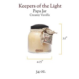 A Cheerful Giver - Creamy Vanilla - 34oz Papa Scented Candle Jar with Lid - Keepers of the Light - 155 Hours of Burn Time, Gift for Women, White