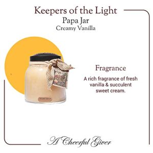 A Cheerful Giver - Creamy Vanilla - 34oz Papa Scented Candle Jar with Lid - Keepers of the Light - 155 Hours of Burn Time, Gift for Women, White