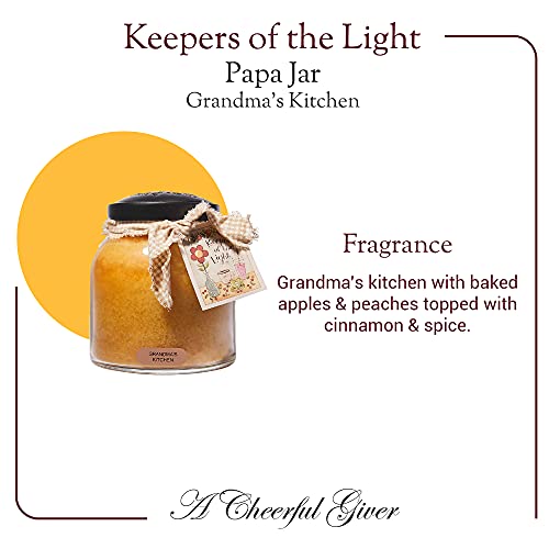 A Cheerful Giver — Grandma's Kitchen - 34oz Papa Scented Candle Jar with Lid - Keepers of the Light - 155 Hours of Burn Time, Gift for Women, Orange