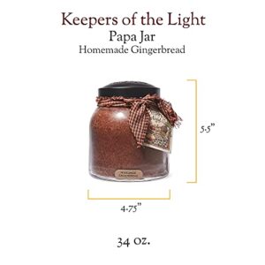 A Cheerful Giver — Homemade Gingerbread - 34oz Papa Scented Candle Jar with Lid - Keepers of the Light - 155 Hours of Burn Time, Gift for Women, Brown