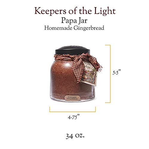 A Cheerful Giver — Homemade Gingerbread - 34oz Papa Scented Candle Jar with Lid - Keepers of the Light - 155 Hours of Burn Time, Gift for Women, Brown