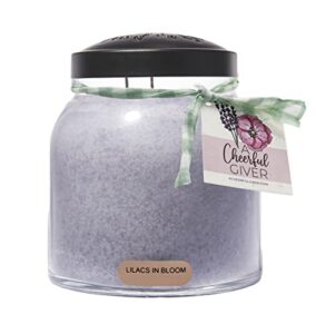 a cheerful giver — lilacs in bloom - 34oz papa scented candle jar with lid - keepers of the light - 155 hours of burn time, gift candle, violet
