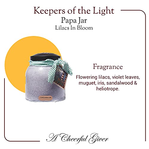 A Cheerful Giver — Lilacs In Bloom - 34oz Papa Scented Candle Jar with Lid - Keepers of the Light - 155 Hours of Burn Time, Gift Candle, Violet