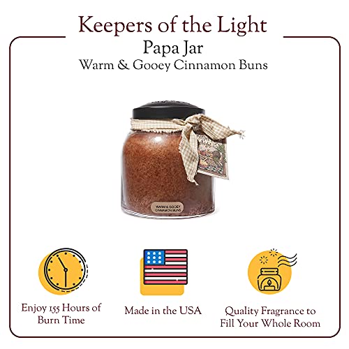A Cheerful Giver - Warm & Gooey Cinnamon Buns Papa Scented Glass Jar Candle (34oz) with Lid & True to Life Fragrance Made in USA