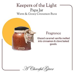 A Cheerful Giver - Warm & Gooey Cinnamon Buns Papa Scented Glass Jar Candle (34oz) with Lid & True to Life Fragrance Made in USA