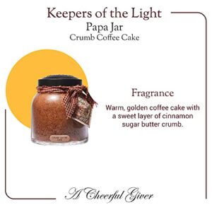 A Cheerful Giver — Crumb Coffee Cake - 34oz Papa Scented Candle Jar with Lid - Keepers of the Light - 155 Hours of Burn Time, Gift for Women, Brown