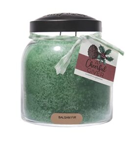 a cheerful giver — balsam fir - 34oz papa scented candle jar with lid - keepers of the light - 155 hours of burn time, gift for women, green