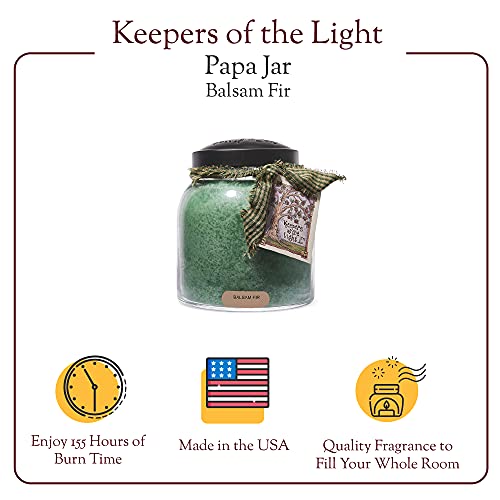 A Cheerful Giver — Balsam Fir - 34oz Papa Scented Candle Jar with Lid - Keepers of the Light - 155 Hours of Burn Time, Gift for Women, Green