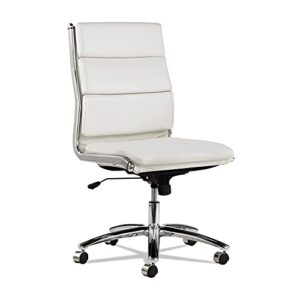 Alera ALENR4206 Neratoli Series Mid-Back Slim Faux Leather Chair - White/Chrome