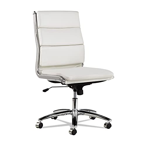 Alera ALENR4206 Neratoli Series Mid-Back Slim Faux Leather Chair - White/Chrome