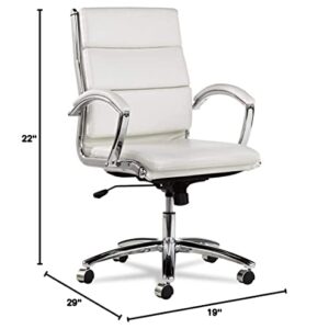 Alera ALENR4206 Neratoli Series Mid-Back Slim Faux Leather Chair - White/Chrome