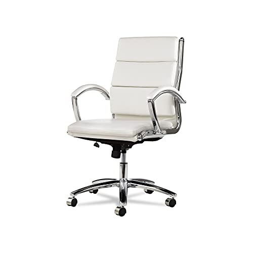 Alera ALENR4206 Neratoli Series Mid-Back Slim Faux Leather Chair - White/Chrome