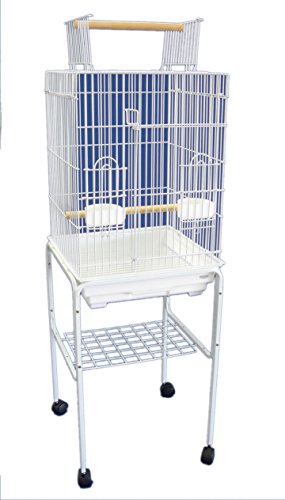 YML 5984 3/4" Bar Spacing Open Top Parrot Cage with Stand, 18" x 18 x 56/Small, White