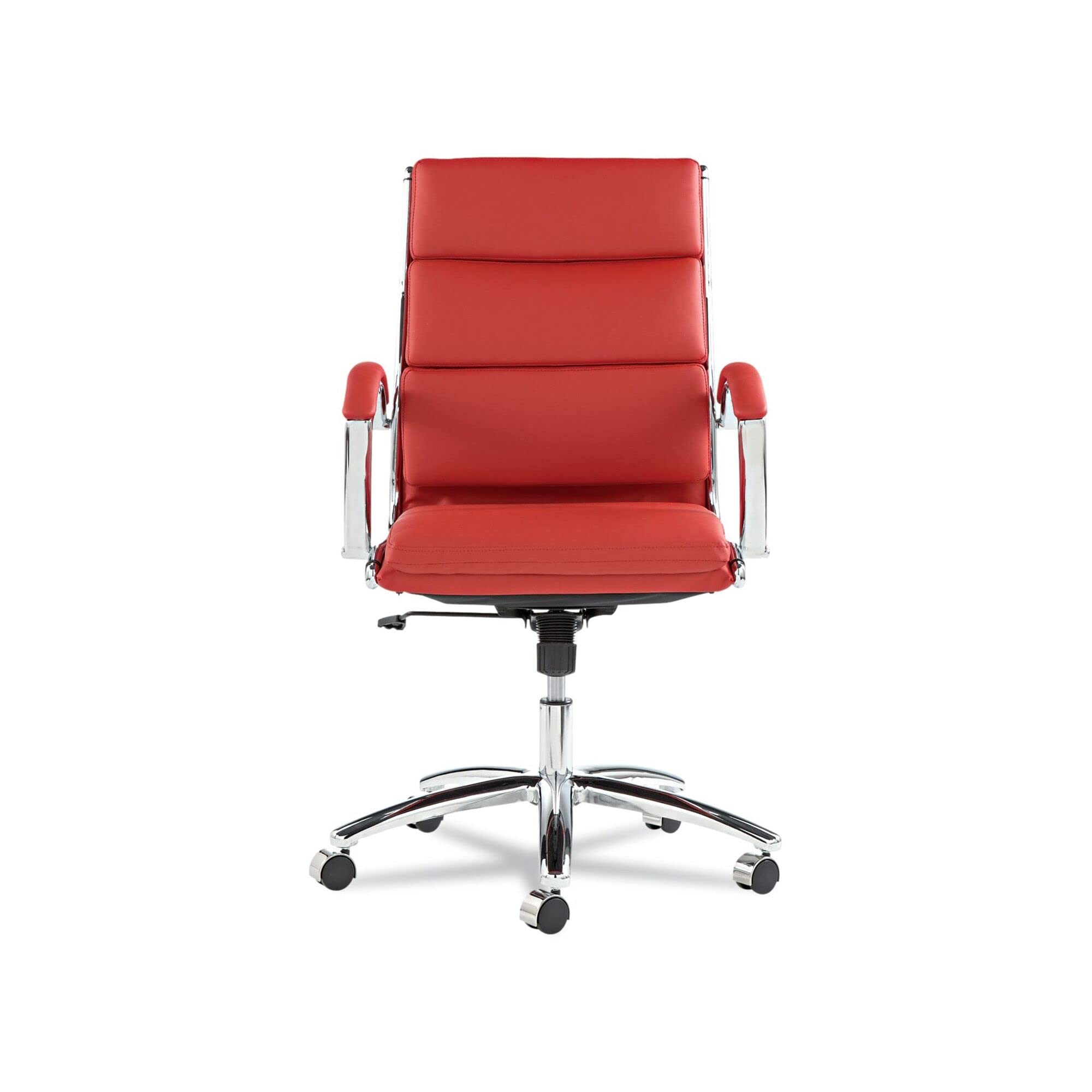 Alera ALENR4239 Neratoli Series Mid-Back Slim Faux Leather Chair - Red/Chrome