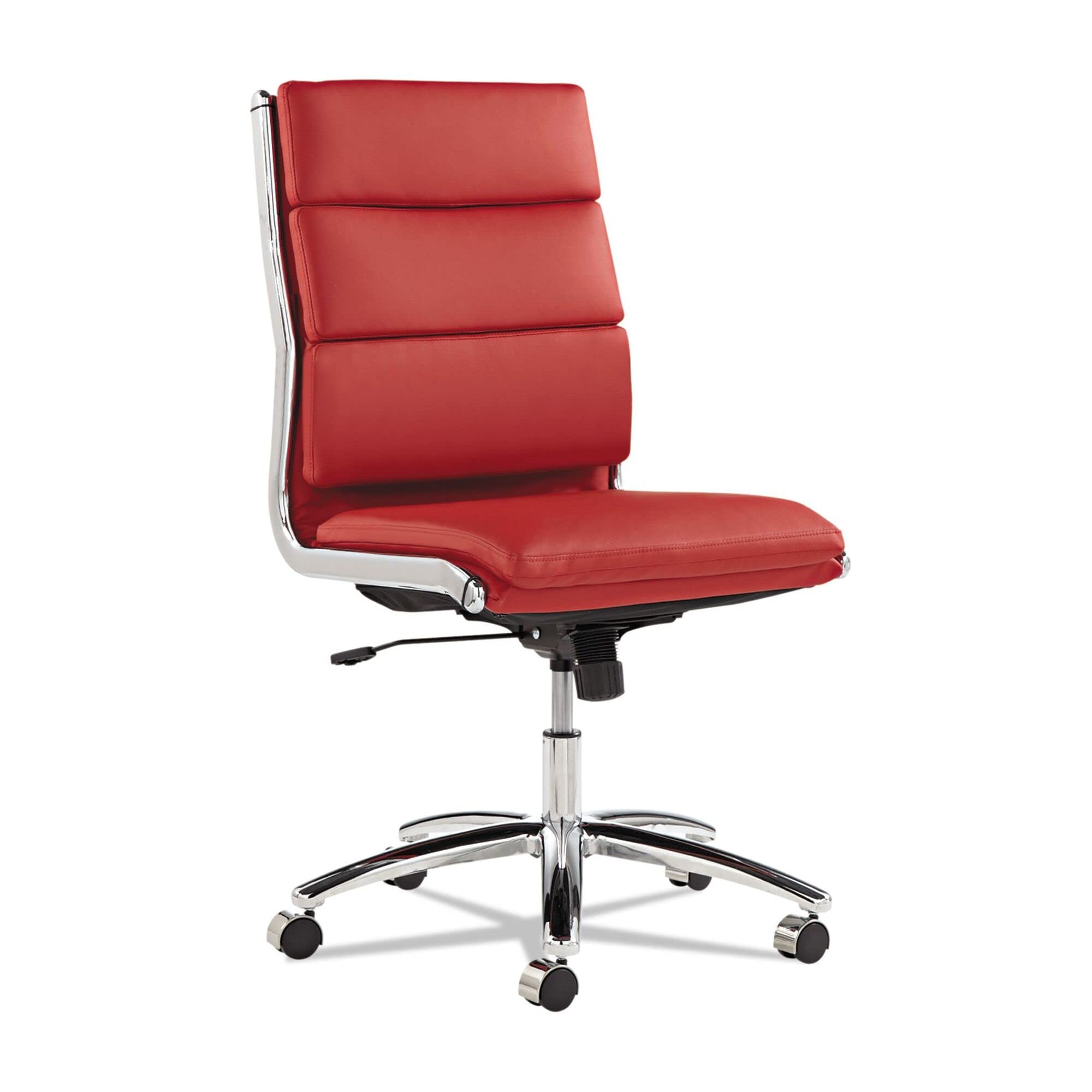 Alera ALENR4239 Neratoli Series Mid-Back Slim Faux Leather Chair - Red/Chrome