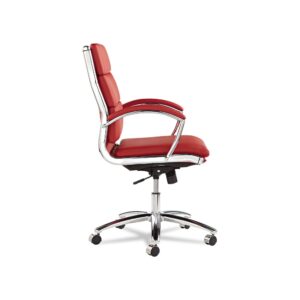 Alera ALENR4239 Neratoli Series Mid-Back Slim Faux Leather Chair - Red/Chrome