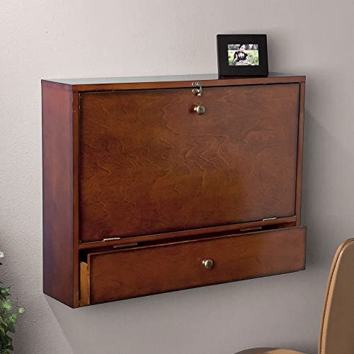 SEI Furniture Benwick Wall Mount Laptop Desk - Brown Mahogany (L x W x H): 26 x 6 x 20 inches