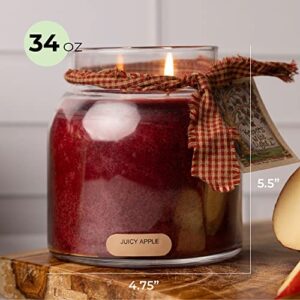 A Cheerful Giver - Juicy Apple - 34oz Papa Scented Candle Jar with Lid - Keepers of the Light - 155 Hours of Burn Time, Gift for Women, Red