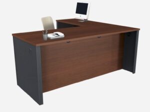 bestar office furniture prestige plus collection reversible executive l-desk, bordeaux cherry