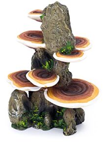 penn-plax deco-replicas tree trunk with shelf mushrooms aquarium decoration – safe for freshwater and saltwater fish tanks – medium