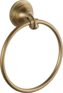 delta faucet 79446-cz linden wall mounted towel ring in champagne bronze, bath accessories