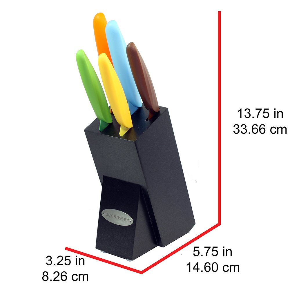 Oceanstar KS1217 Non-Stick Coating knife set with Block, Elegant Black, 6-Piece