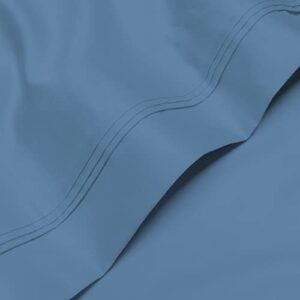 SUPERIOR Egyptian Cotton 1000 Thread Count, Aesthetic Bedding Essentials Sheet Set, Queen, Medium Blue