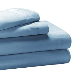 SUPERIOR Egyptian Cotton 1000 Thread Count, Aesthetic Bedding Essentials Sheet Set, Queen, Medium Blue