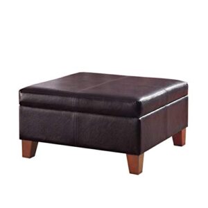 homepop home decor |k2380-e155 | luxury large faux leather square storage ottoman | ottoman with storage for living room & bedroom, distressed brown