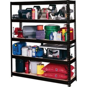 edsal ur60-blk heavy duty 16-gauge steel boltless shelving with 5 shelves, 5000 lbs capacity, 60" width x 72" height x 18" depth, black