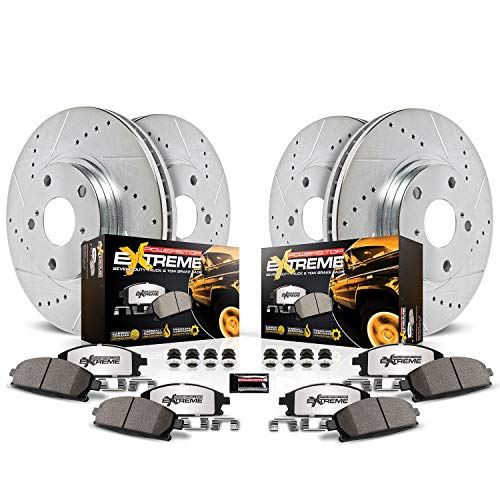 Power Stop K2443-36 Front and Rear Z36 Truck & Tow Brake Kit, Carbon Fiber Ceramic Brake Pads and Drilled/Slotted Brake Rotors